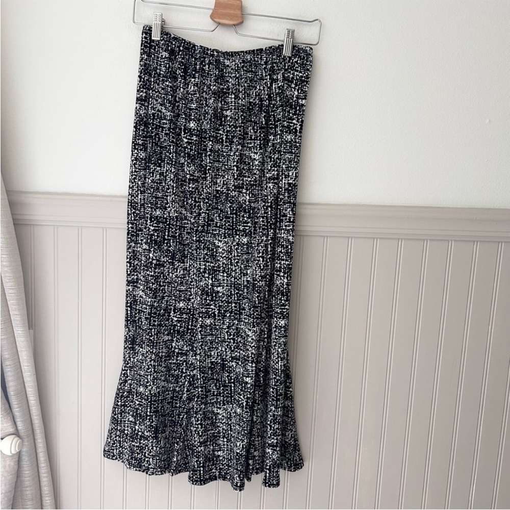 Anthony Black White Flowy Maxi Skirt Medium Pull On Stretch Lightweight Boho
